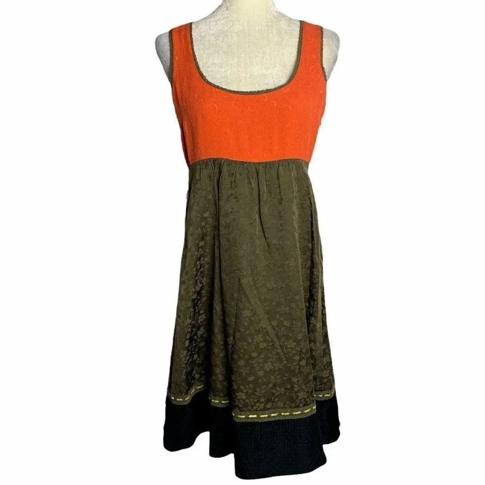 Moulinette Soeurs Silk Babydoll Dress 6 Green